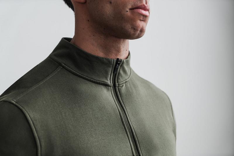 Olive Nobull Twill Zip-Up Men's Hoodie | CA Y1552X